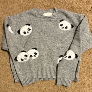 Gray Panda Pattern Sweater